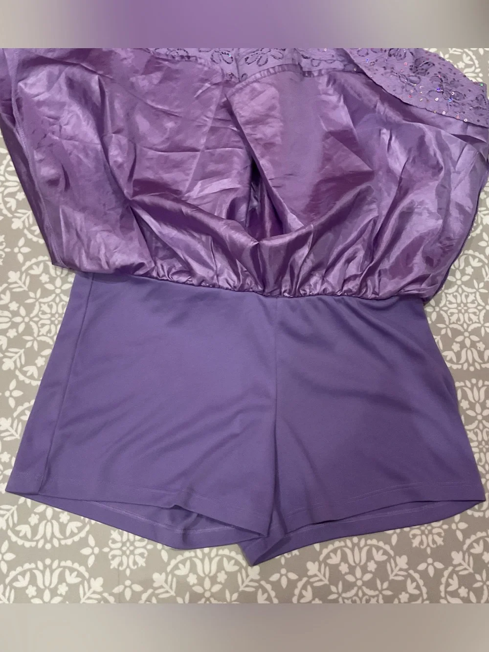 Justice Girls Purple Floral Sequin Skirt with Built-In Shorts Size 16